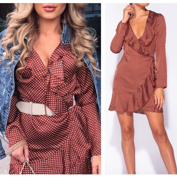 Dresses & Skirts - Chloe Polka Dot Satin Wrap Dress